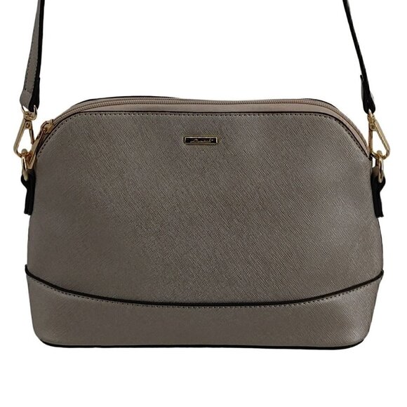 LOVEVOOK Silver Synthetic Saffiano Leather Small Dome Crossbody Good  Pre-Own - Picture 1 of 12